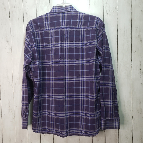 Jared Lang Men's Purple Plaid Cotton Long Sleeve - Picture 6 of 6